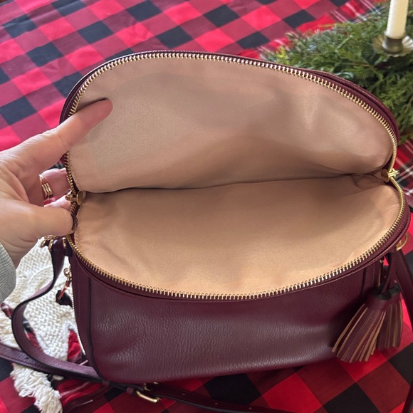 Poppies and Peonies Burgundy Crossbody Bag - Picture 5 of 6